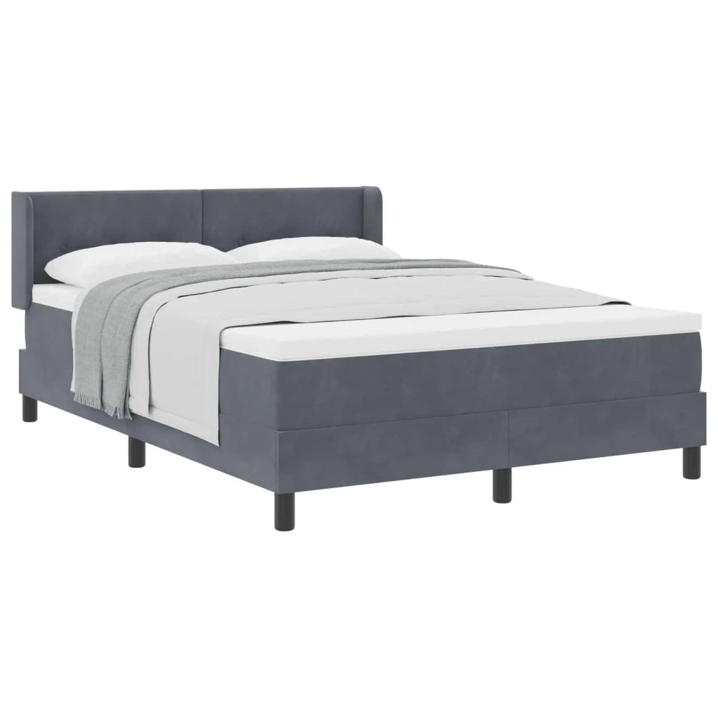 Letto a molle con testiera Grigio scuro 200 x 160 cm Poliestere