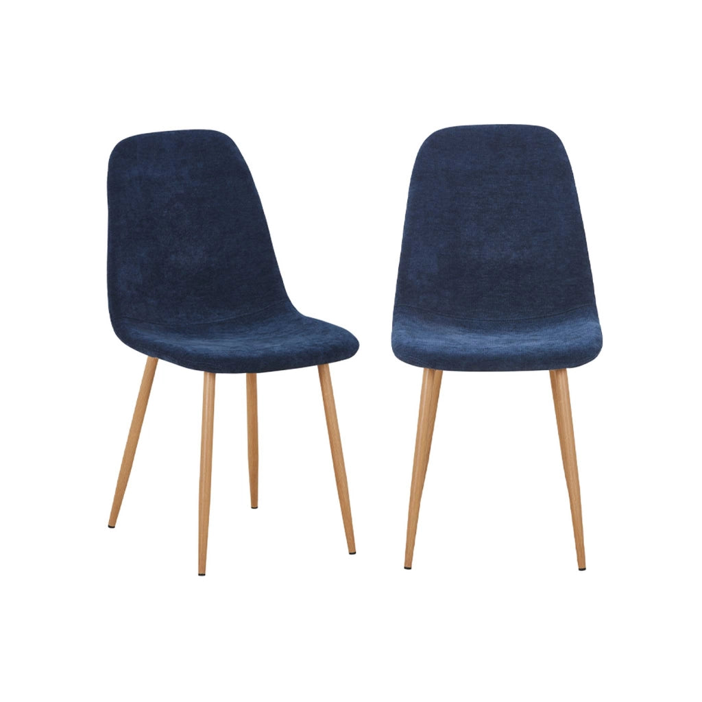 Set di 2 sedie decorazione in legno e tessuto, blu