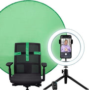 Lampada a LED a forma di anello 10" con schermo verde - Kit di illuminazione per vlogging con supporto e holder per smartphone - Lampada a LED per streaming YouTube TikTok fotografia make up con telecomando