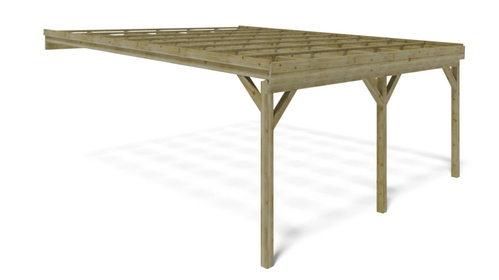 Tettoia posto auto coperto in legno 5.8x5.06 m - 29 m2 - addossato  - CAR23 - ALTANKA