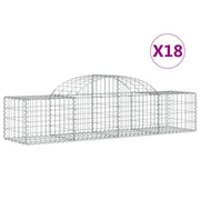 Cestini gabbioni recinzione a gabbia muro di contenimento ad arco 18 pezzi 200 x 50 x 40/60 cm ferro zincato argento 02_0040506