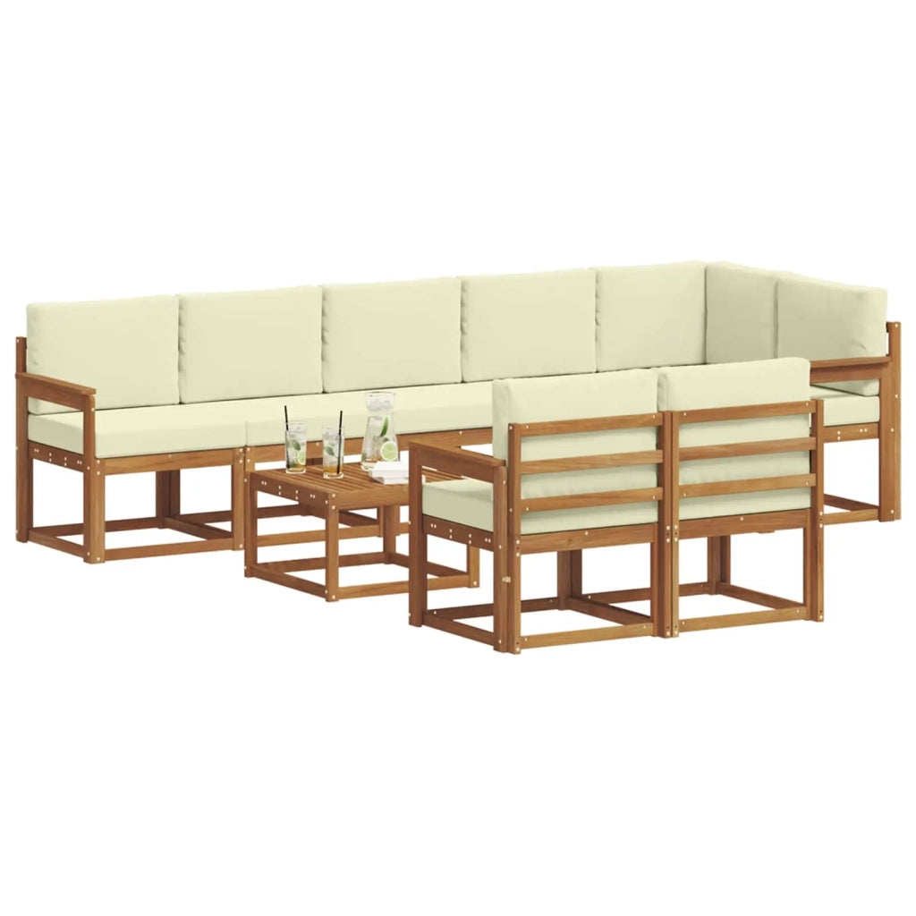 Set di divani da esterno con cuscino 9 pcs Naturale e Crema