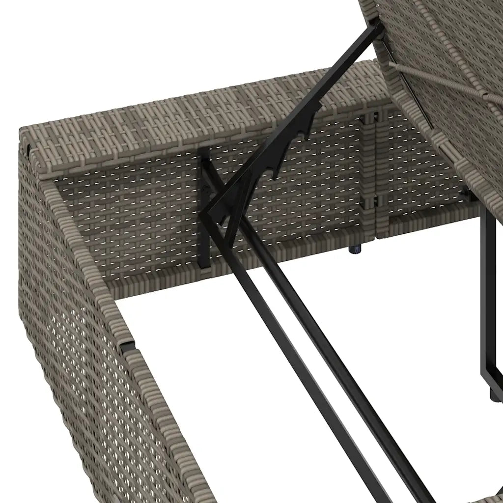 Lettino Prendisole con Cuscino Galleggiante Grigio Polyrattan 4104204