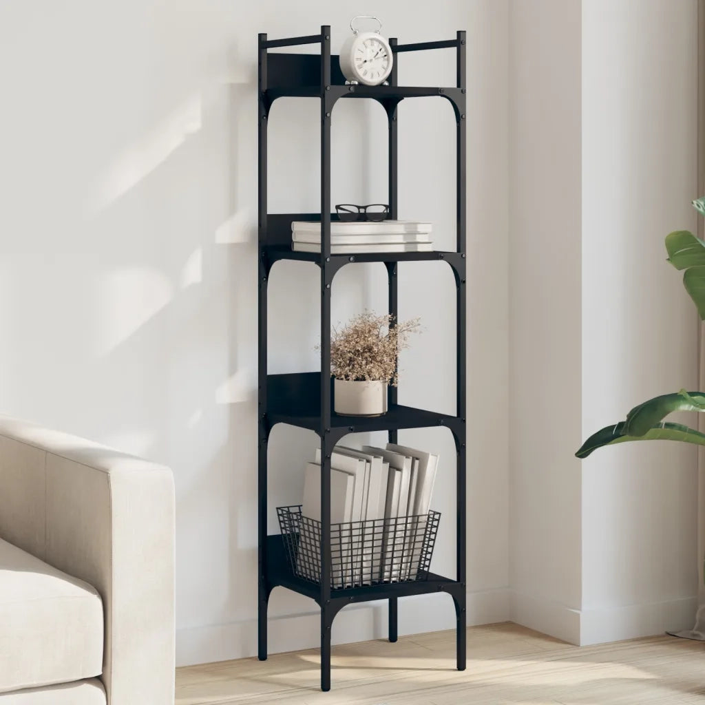Libreria a 4 Ripiani Nera 35x30x138,5 cm in Legno Multistrato 838848