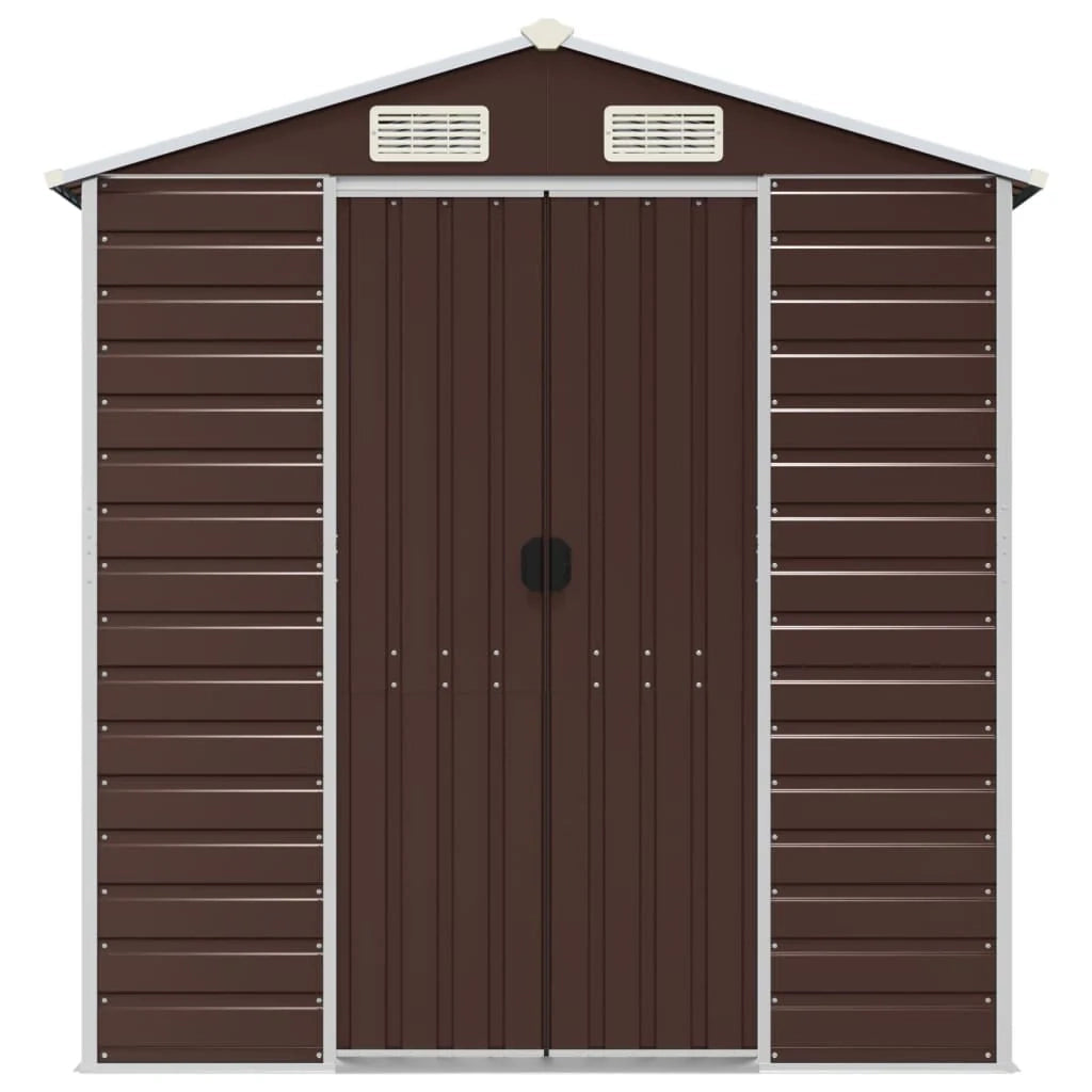 Casetta da giardino cabina ripostiglio casetta da esterno robusta casetta per attrezzi 191 x 215 x 198 cm acciaio zincato marrone 02_0022269