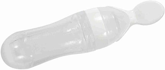 Flessa per alimentazione dei bambini 90 ml in silicone BPA-free - per neonati e bambini piccoli - stile succhiello - cucchiaio - contenitore per l'igiene - bianco.