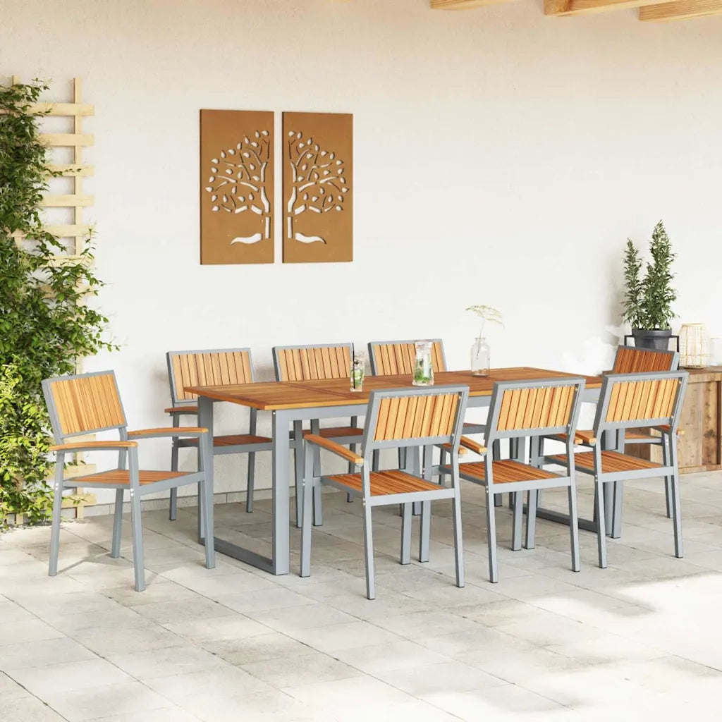 Set da Pranzo per Giardino 9 pcs Grigio 3284358