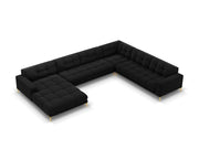Cosmopolitan Design - Divano panoramico destro "Bali" 7 posti in velluto nero 