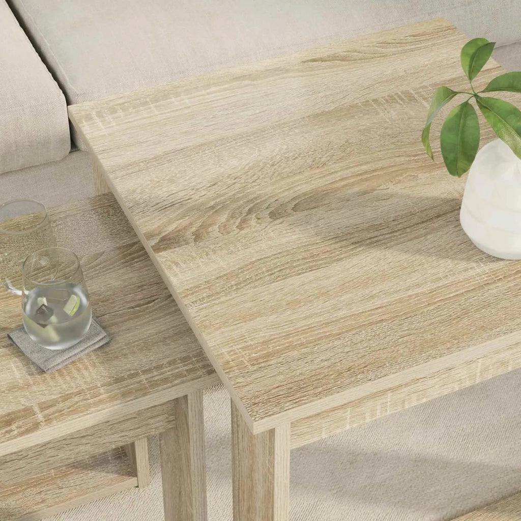 Set di Tavolini da Caffè 2 pcs Rovere Sonoma Legno multistrato