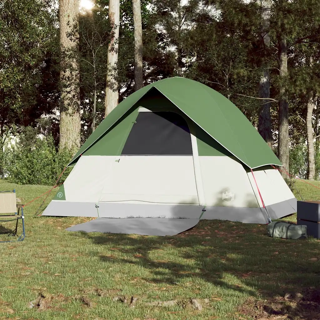 Tenda da Campeggio a Cupola per 3 Persone-Tenda per Escursionismo Verde Impermeabile 404597