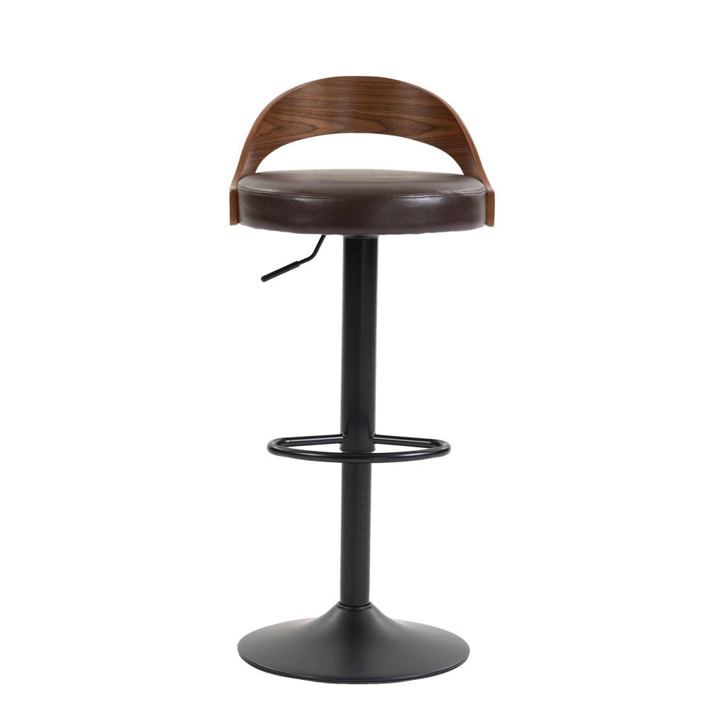 Set di 2 sgabelli da bar girevoli a 360° con schienale; altezza regolabile; in PU marrone; 42;5 × 42 × 77-98 cm