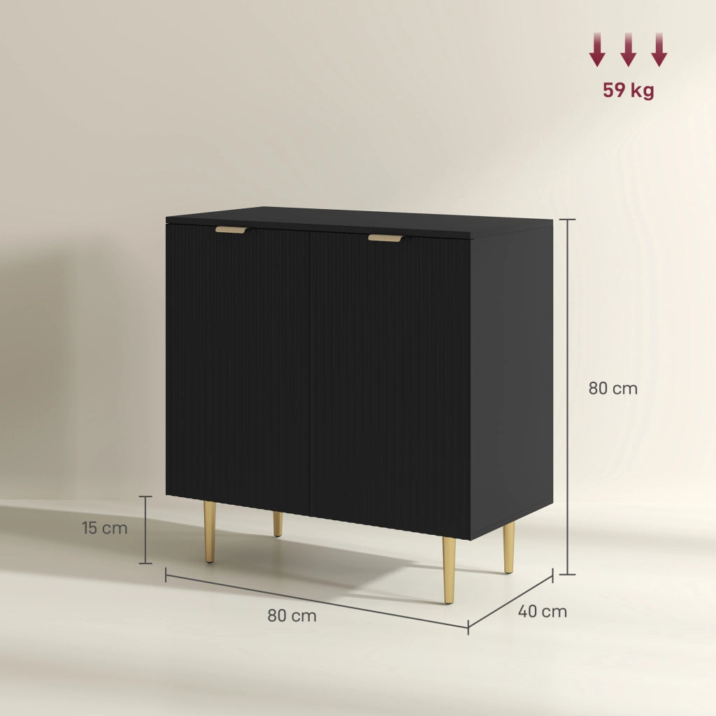 Credenza con 2 Ante e Ripiano ¨C Xylo ¨C Nero Metallo 80x40x80 cm