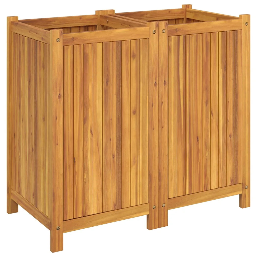 Fioriera Giardino con Rivestimento-Vaso da Esterno-Contenitore per Piante 84x42x75 cm Massello Acacia