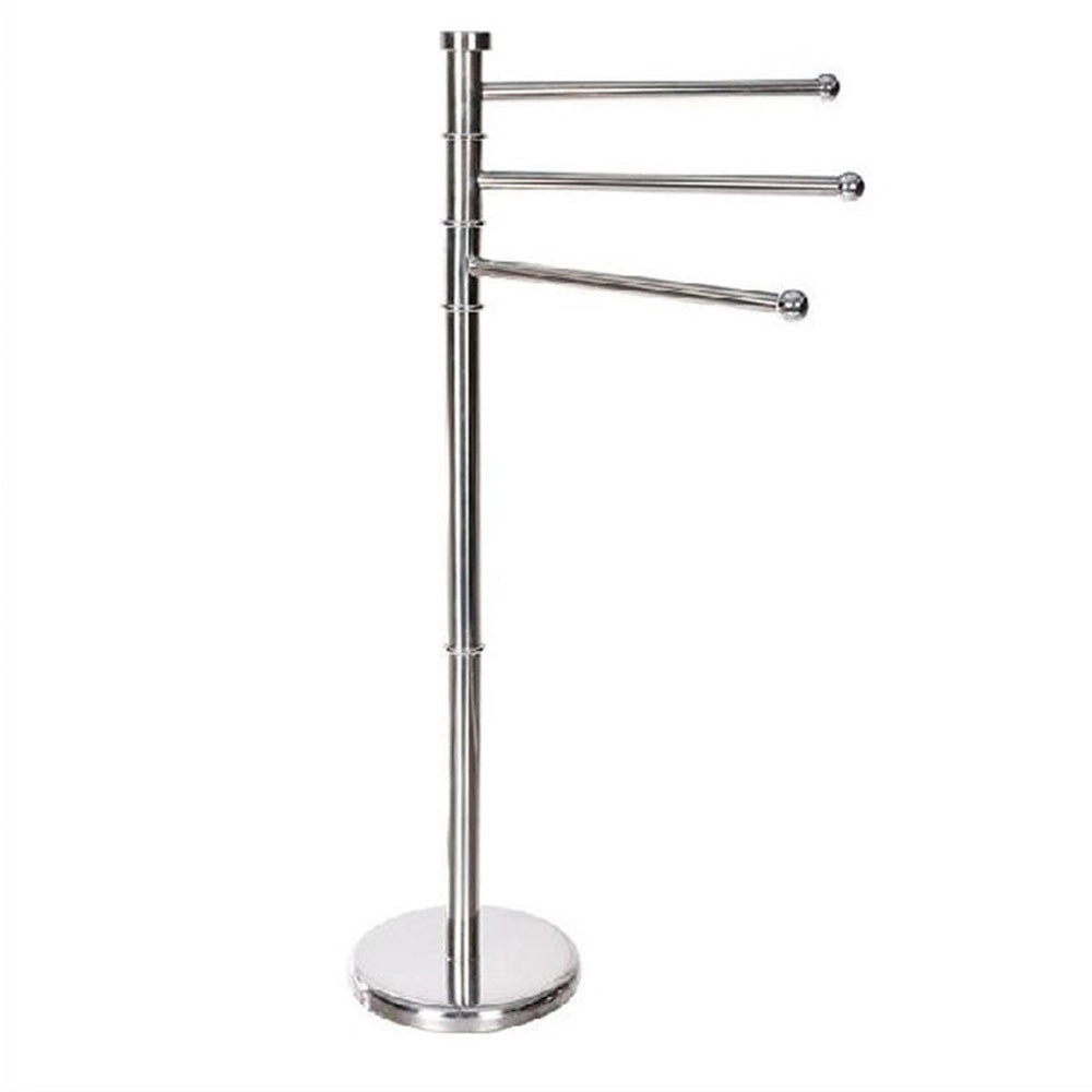 Trade Shop - Piantana Portasciugamani A 3 Posti Bracci Rotanti H87cm In Acciaio Inox Satinato Bagno -