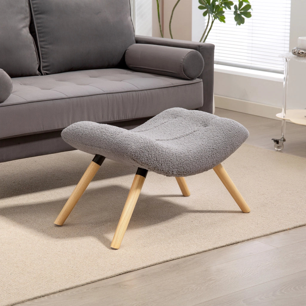 Pouf ¨C zephmum ¨C Grigio, Tessuto, Poggiapiedi, Piede in Legno