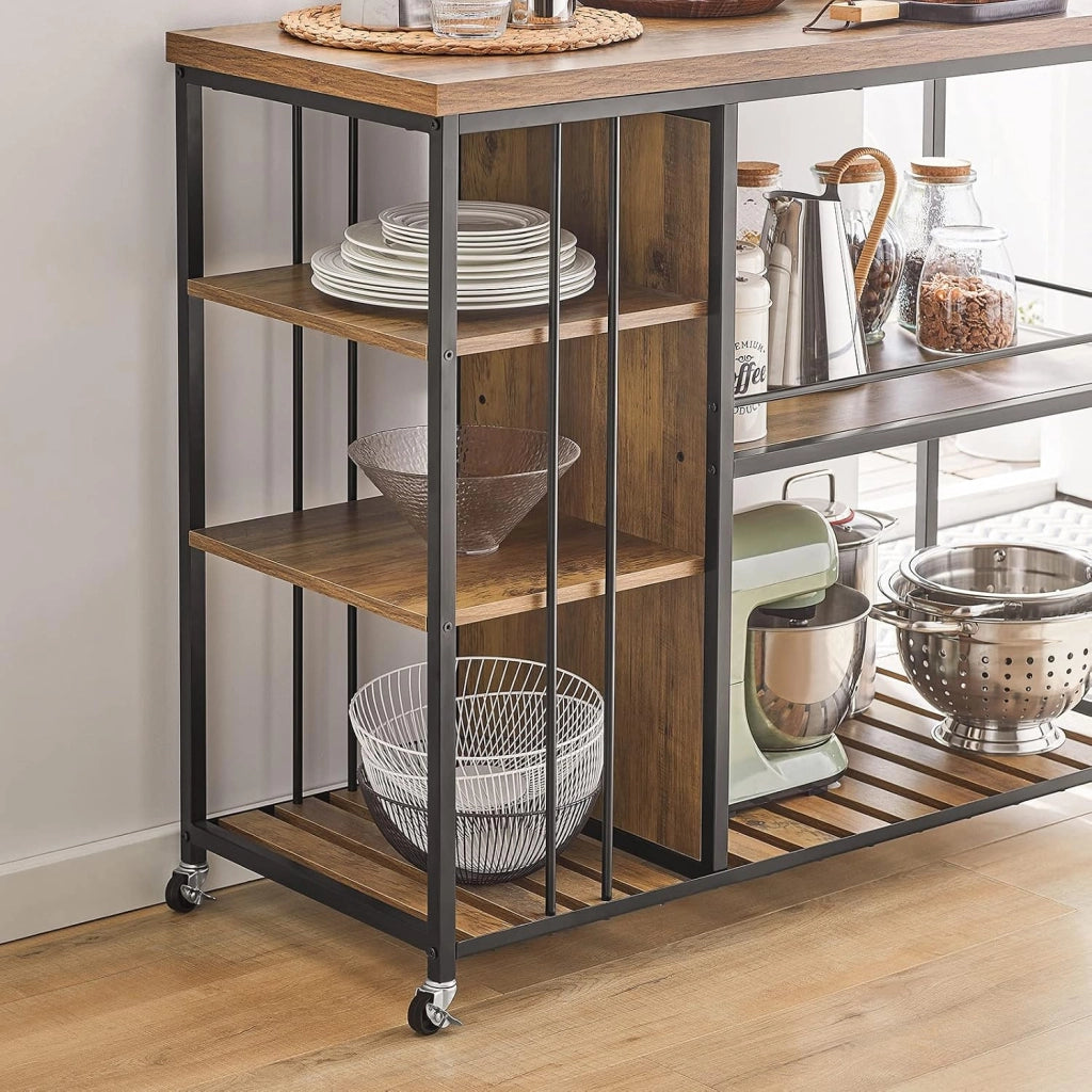 Carrello da portata con 5 ripiani Carrello laterale Carrello da cucina ripiano per microonde 110x45x92cm SVW18-II-F