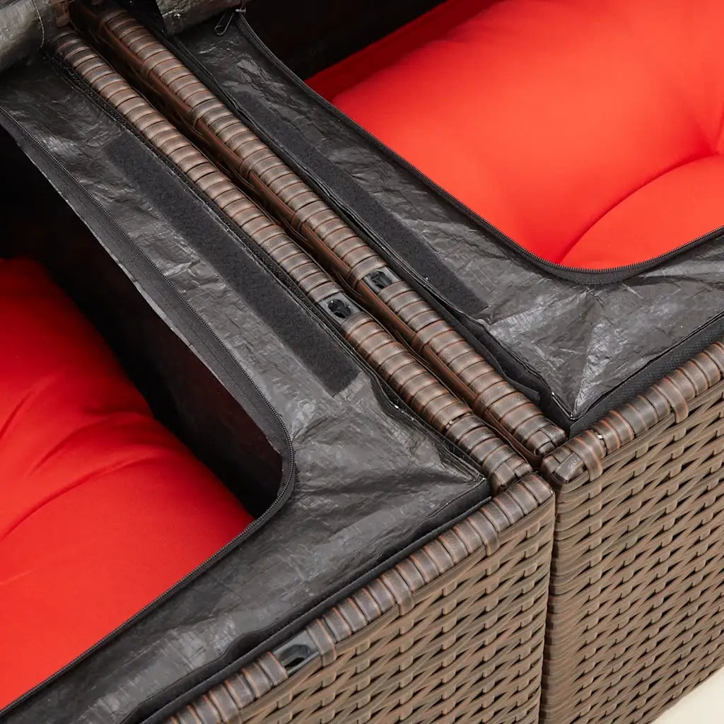 Divano da giardino con cuscini a 2 Posti-Sofa da Giardino-Divano da esterno marrone in polyrattan 434815