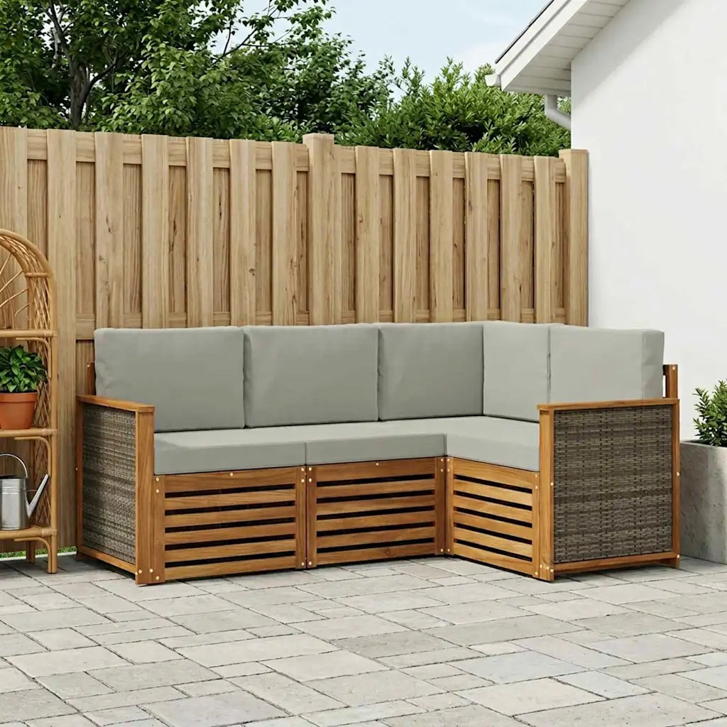 Set divani con cuscino 4 pcs Legno di Acacia Massello