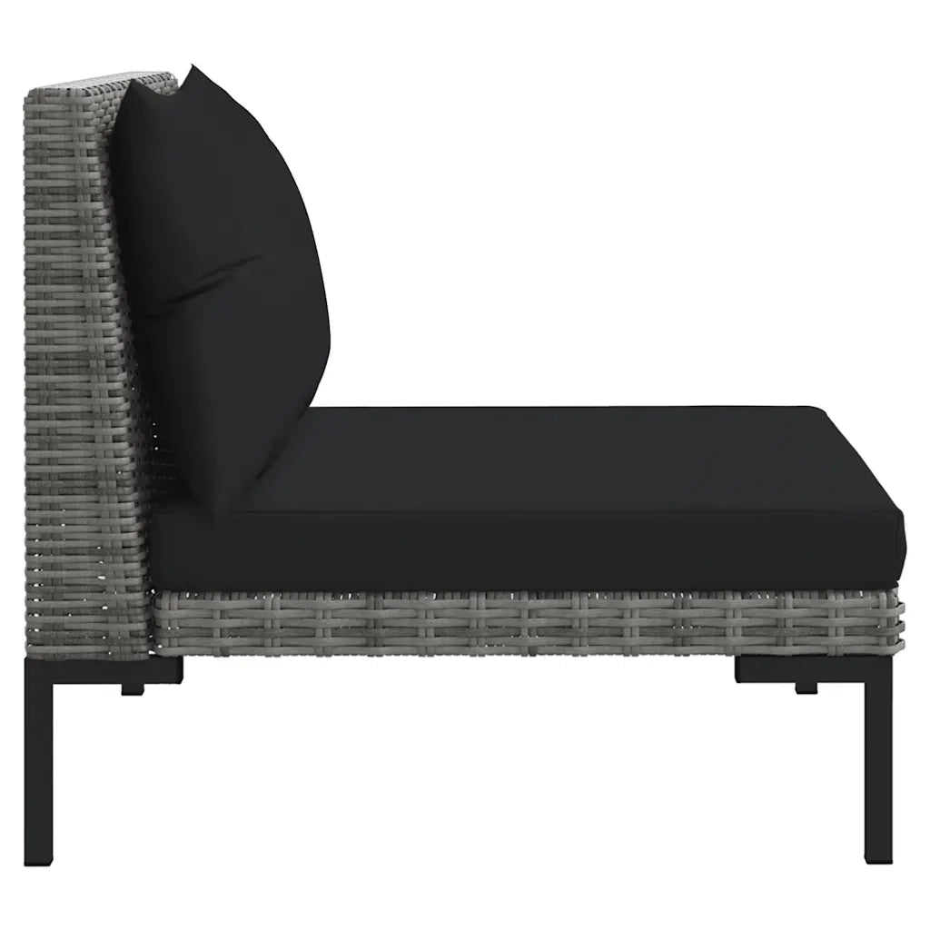 Set Divani da Giardino 3 pz Grigio Scuro Polyrattan Mezzo Tondo