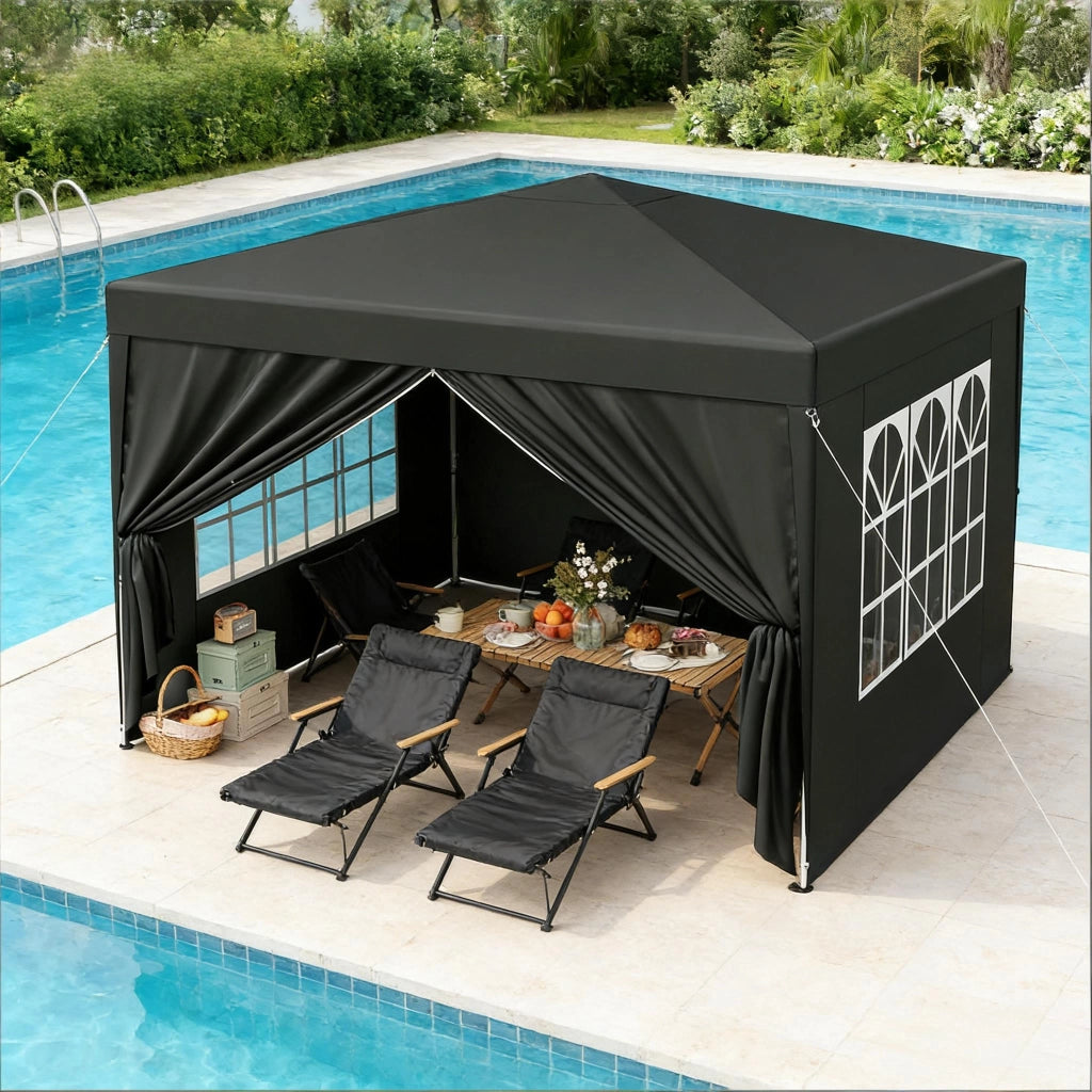 Gazebo Pieghevole 3x3 M Grigio In Ferro E Oxford Per Giardino Con Altezza Regolabile