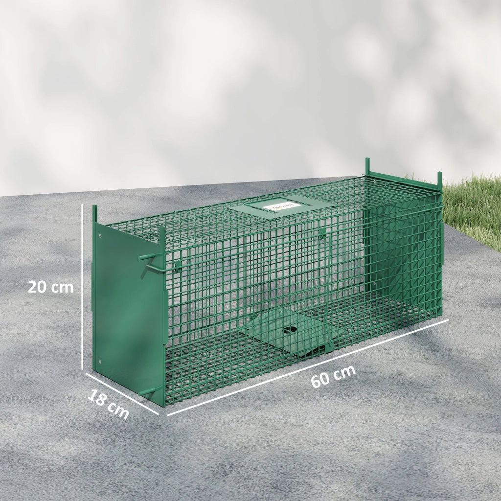 Trappola per Animali Vivi con 2 Porte ¨C Zephmum ¨C Verde 60x18x20 cm