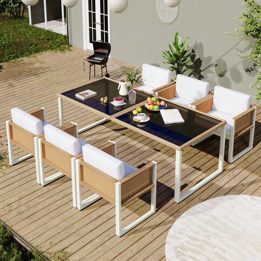 Set da Pranzo da Giardino in Polyrattan ¨C Xylo ¨C 6 Posti, Sedie con Cuscini Lavabili