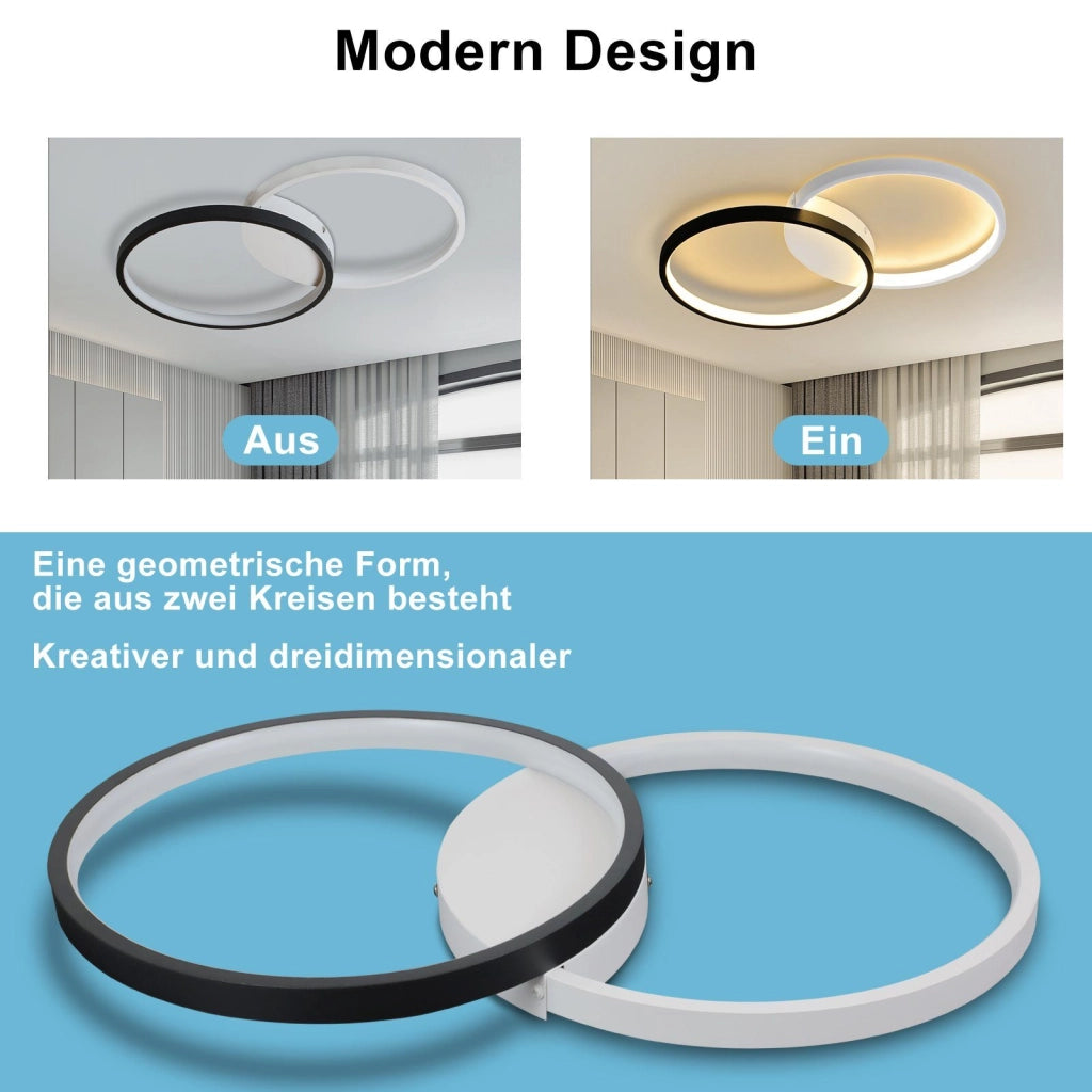 ZMH Lampada da soffitto plafoniera LED moderna bianco nero per camera letto