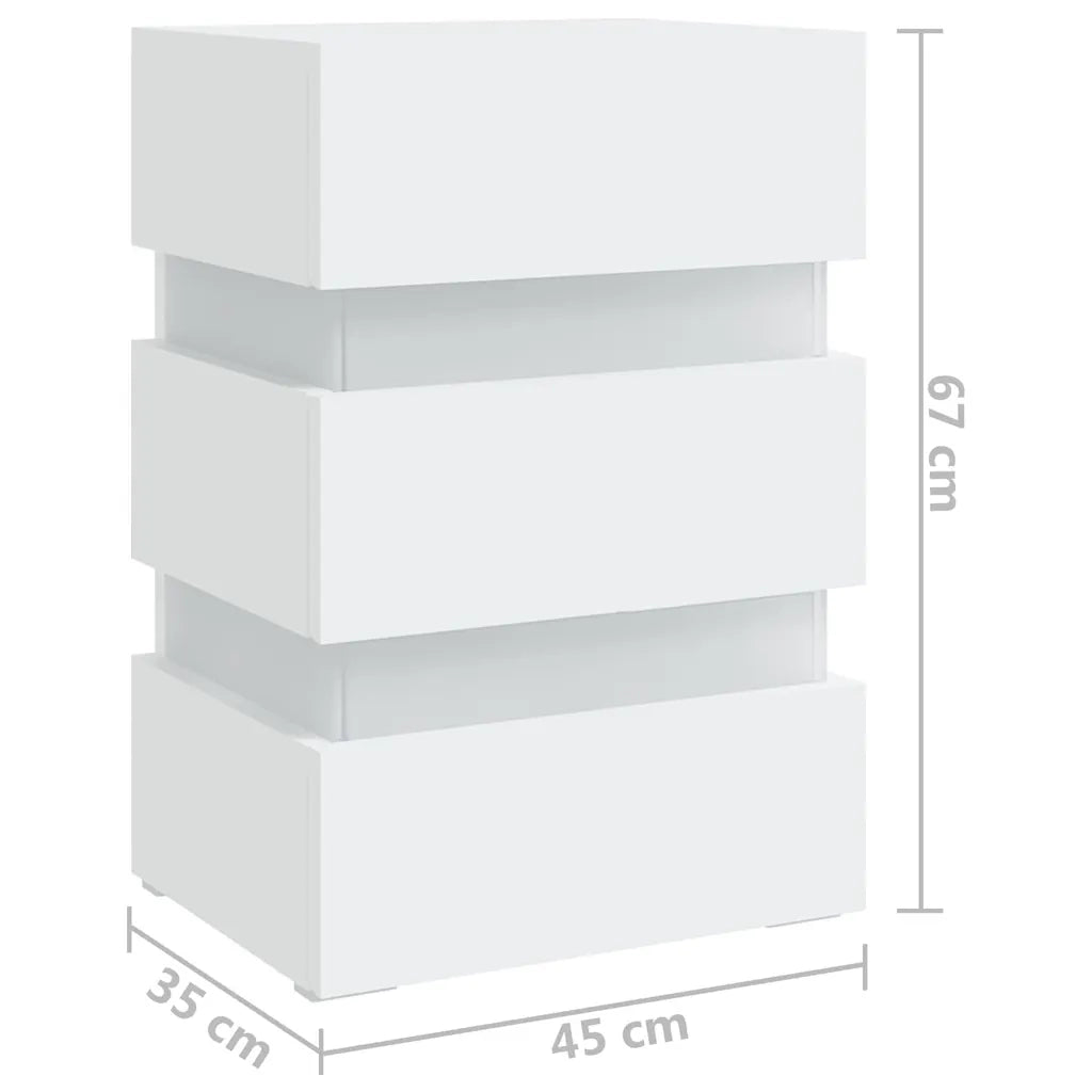 Comodino con Luci LED-Tavolino da notte Bianco 45x35x67 cm in Legno Multistrato