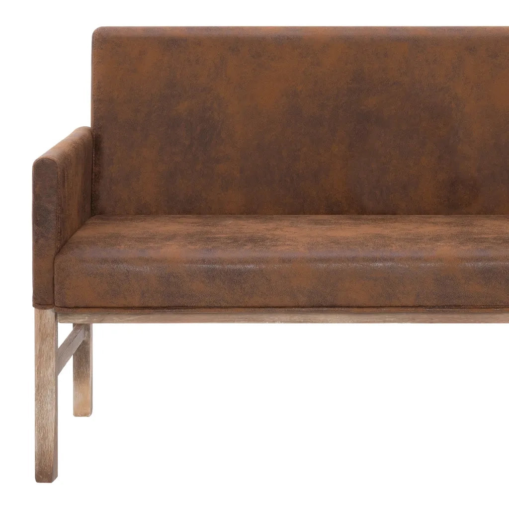 Panca con Braccioli 140 cm Marrone in Similpelle Scamosciata cod mxl 50673