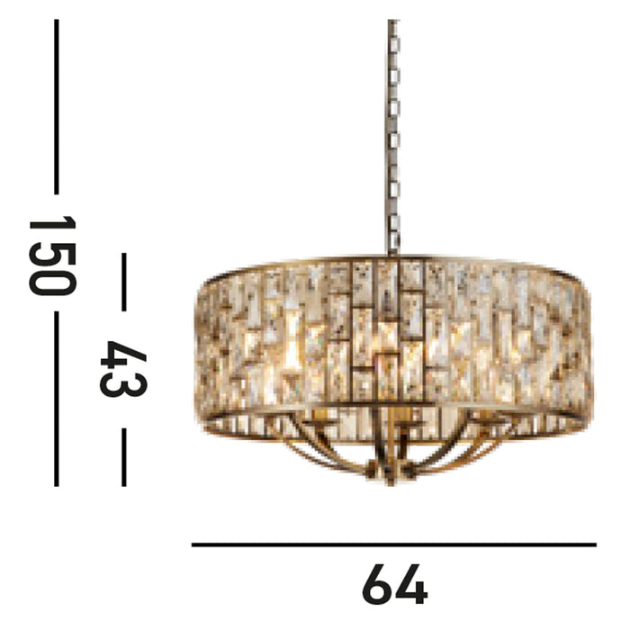 Lampadario Classico Gioiello Acciaio Ottone Vetro 8 Luci E14