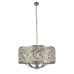 Lampadario Classico Gioiello Acciaio Cromo Vetro Trasparente 8 Luci E14