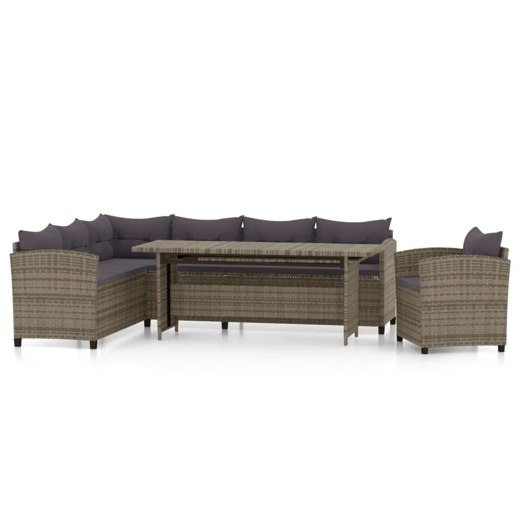 Set Divani da Giardino 3 pz con Cuscini in Polyrattan Grigio cod mxl 38720