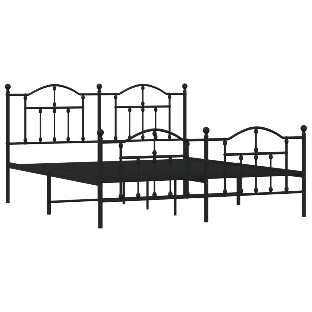 Letto matrimoniale | Letto per adulti | Giroletto senza Materaso con Pediera in Metallo Nero 180x200 cm