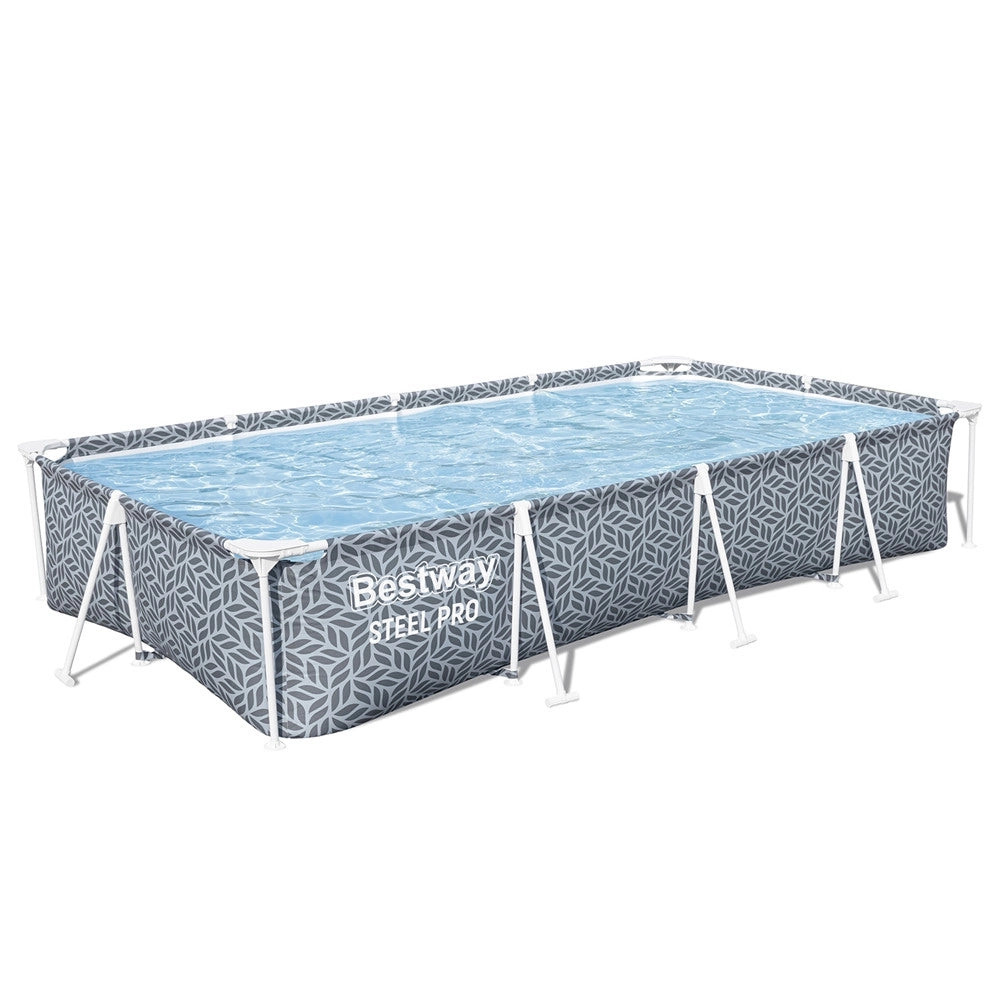 Trade Shop - Piscina Fuori Terra Steel Pro Senza Pompa 366x201x66cm Design A Foglia Rettangolare 561ft -