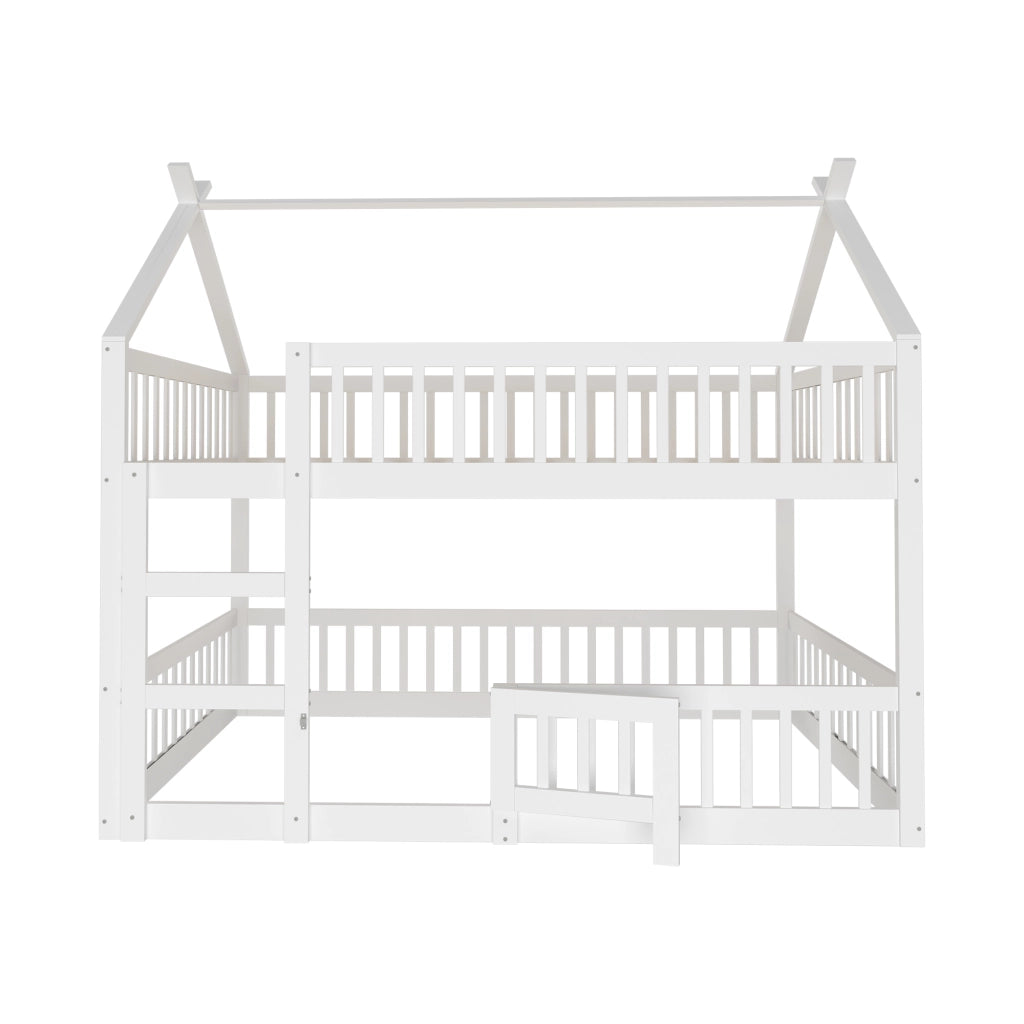 LETTO A CASTELLO 140x200 cm in legno bianco con scala