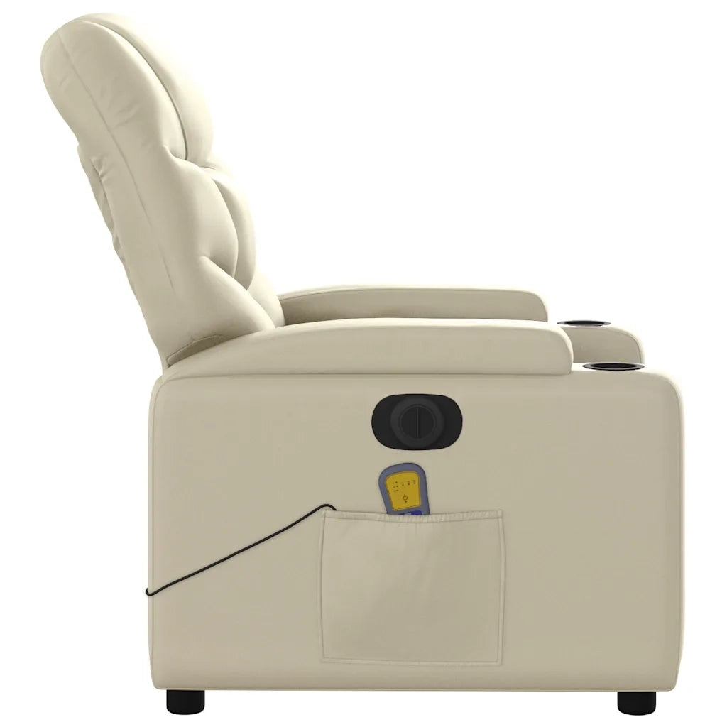 Poltrona Massaggiante Elettrica Reclinabile Crema Similpelle 3204652