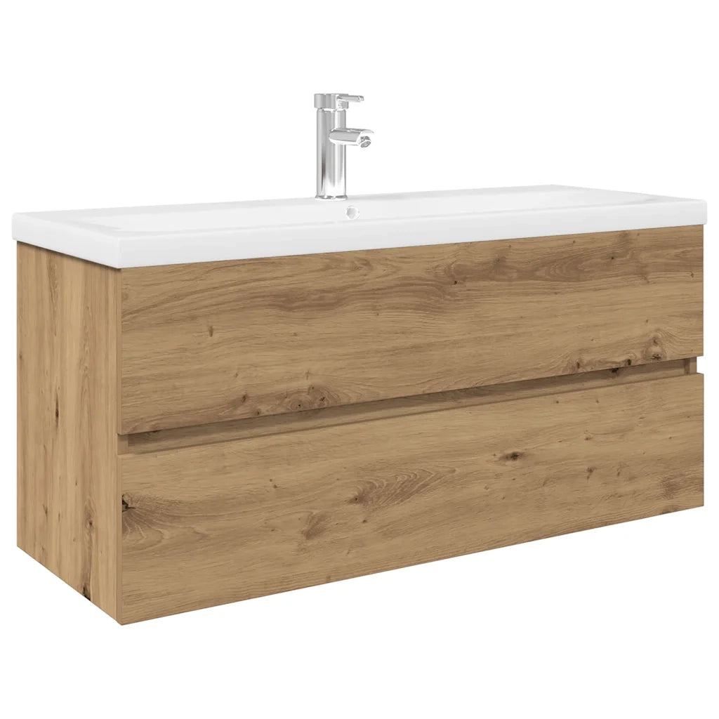 Mobile Bagno con Lavabo Integrato&Rubinetto-Lavandino-Lavabo Rovere Artigianale 260514