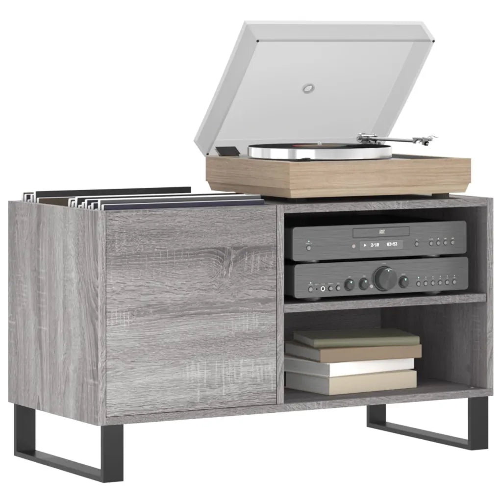 Mobile Porta Dischi Grigio Sonoma 85x38x48 cm Legno Multistrato