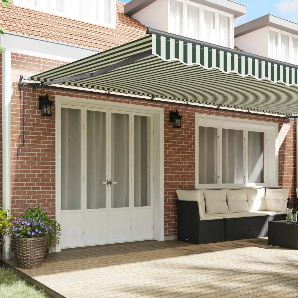 Tenda Retrattile Verde e Bianco 600 × 300 cm 3331699