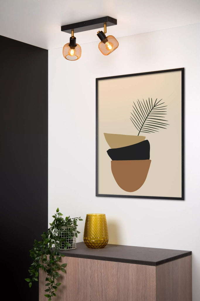 Plafoniera doppia Lucide Maren 2xE14 40W oro/nero metallo