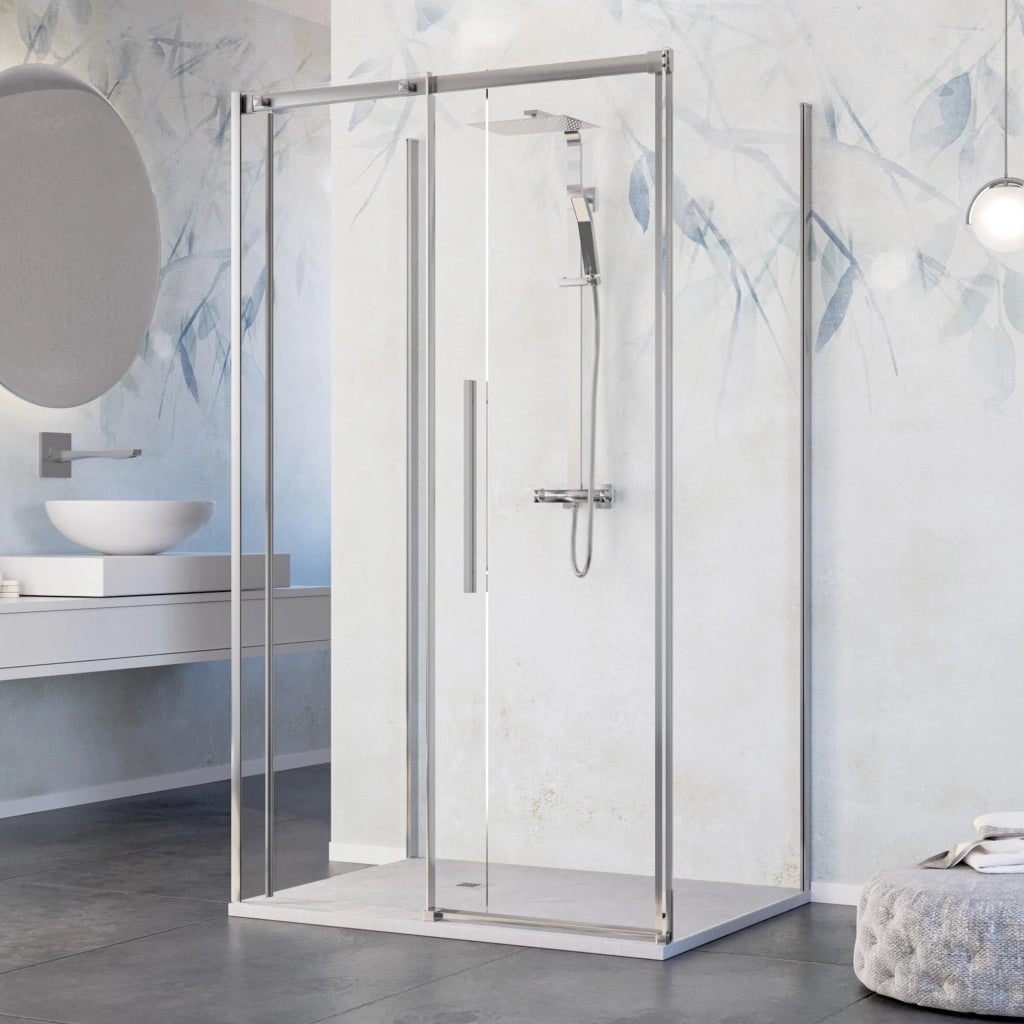 Box Doccia 3 Lati 70x160x70 cm 1 Anta Scorrevole in Cristallo Trasparente 8mm H200 Bonussi Eliane