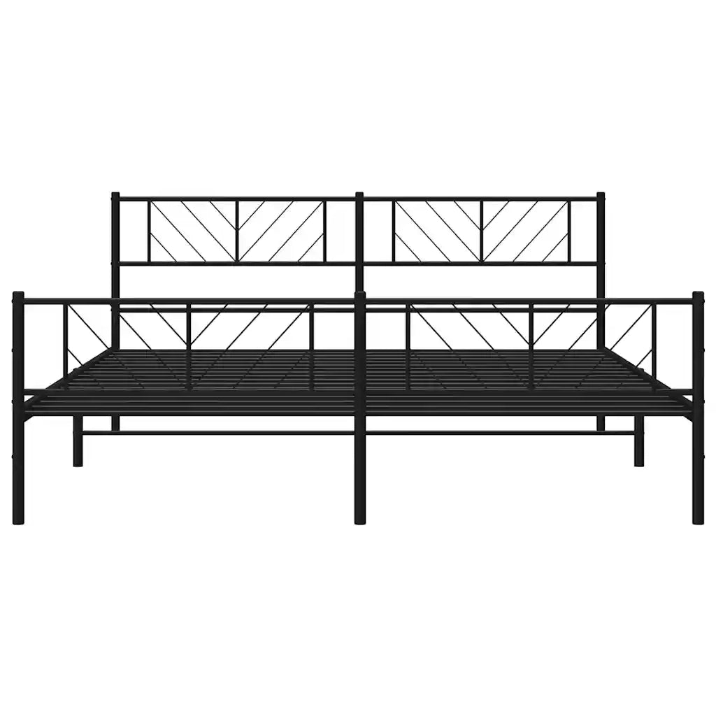 Giroletto con Testiera e Pediera Metallo Nero 193x203 cm