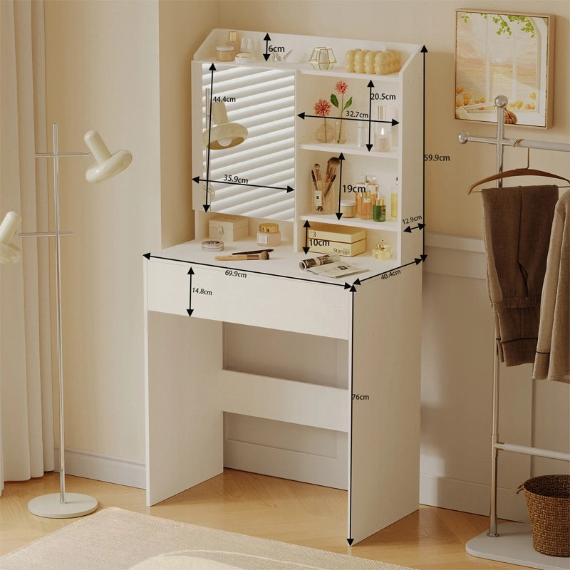 Moderno tavolino da toeletta con specchio apribile loft cassetto glamour