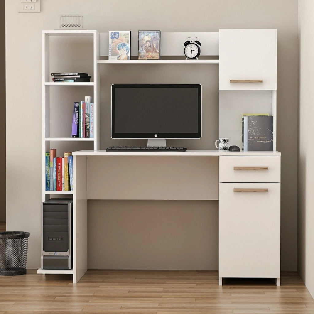 Marrucina, Scrivania 6 Ripiani, 120x60x77h cm Bianco