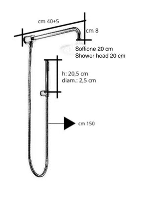 Kit doccia Deviatore con Doccetta,Soffione Metallo diametro 20