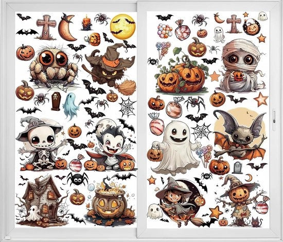 Decorazioni per Halloween Decorazioni per Halloween Sticker per finestra grande di Halloween Vampiro Spinone Streghe Decorazioni per la casa Scuola Ufficio Feste accessori