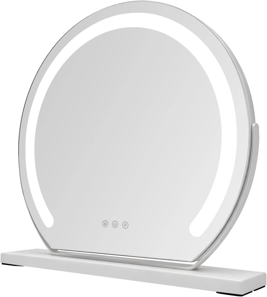 ZMH Specchio per il trucco illuminato rotondo specchio da toeletta LED 40x35cm 3 modalità di illuminazione regolabili