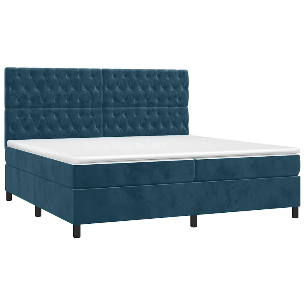 Giroletto a Molle con Materasso Blu Scuro 200x200 cm in Vellutocod mxl 75870