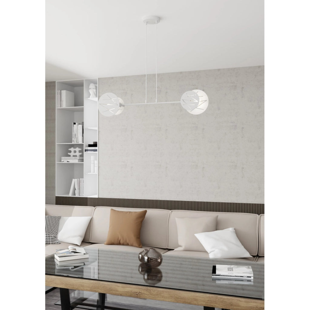 Lampada a sospensione Xotic in acciaio bianco opaco