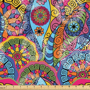 Tessuto per metri, Hippie Azteco Tribale Boho, Copertura di alta qualità per accessori di arredamento, 10M (148x1000cm), Rosa Giallo